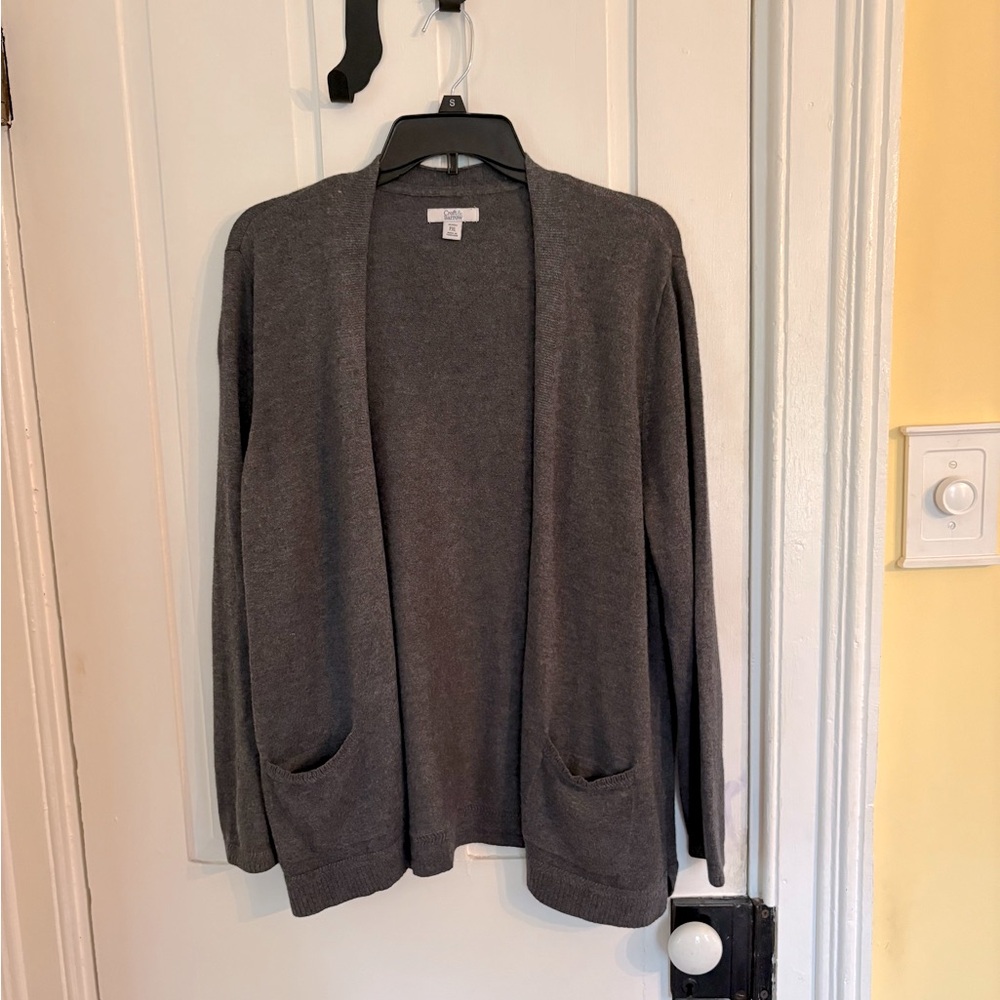 Croft & Barrow Gray Cardigan Sweater Size PXL